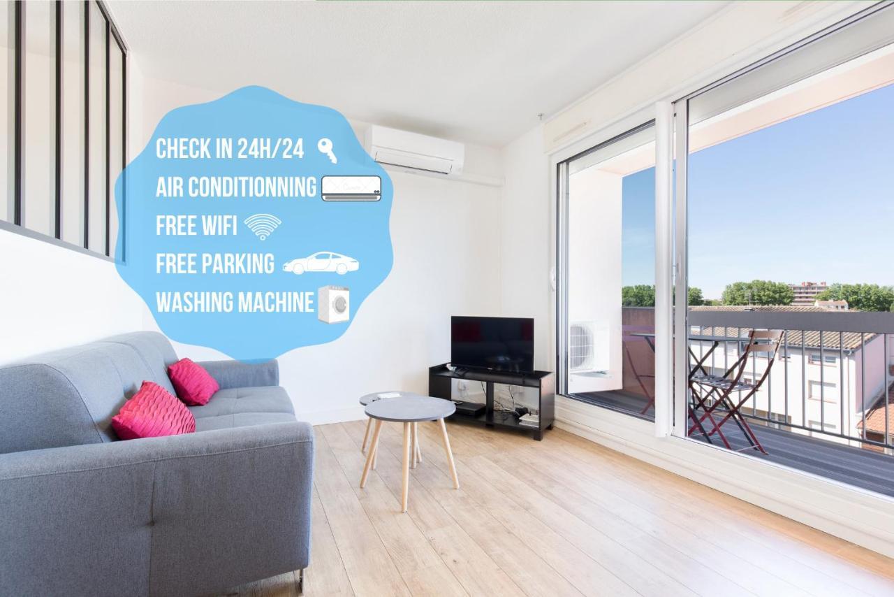 Appartement Cosy Tout Confort - Climatisation, Balcon, Wifi - Proche Airbus, Purpan, Aeroport, Stade Ernest Wallon Toulouse Ngoại thất bức ảnh